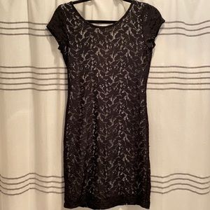 Black lace dress with white liner